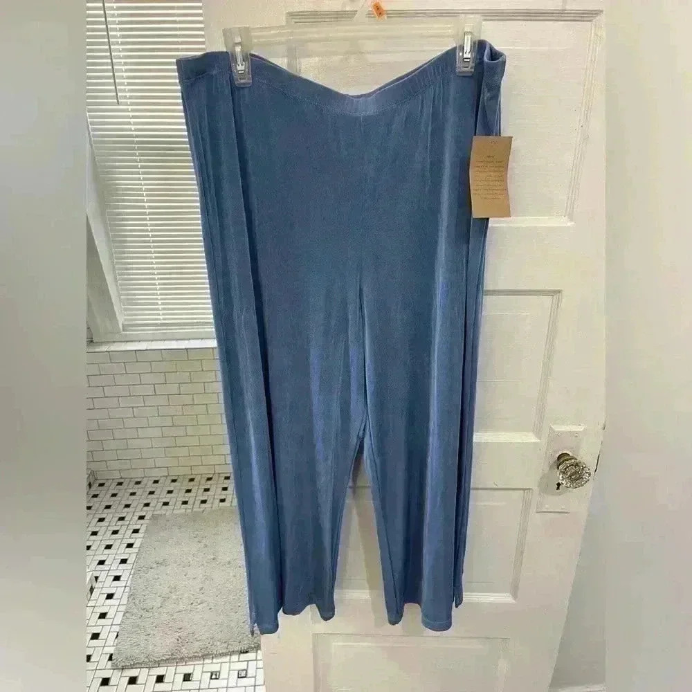 NWT Coldwater Creek baby blue vacation fluid knit straight leg pants size xl - Picture 1 of 7